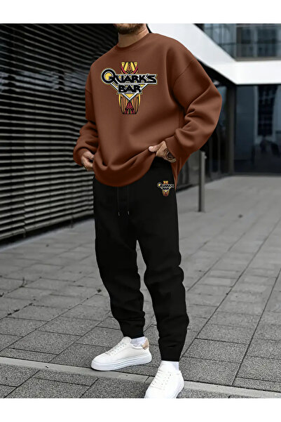 Lider Leather Set de trening unisex cu guler în formă de O, imprimat, din bum...