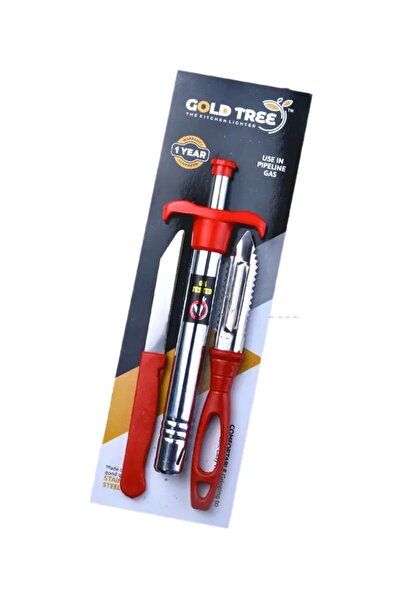 Bisbell Stainless Steel Gas Lighter with Knife & Peeler, 3-Piece,BB1816