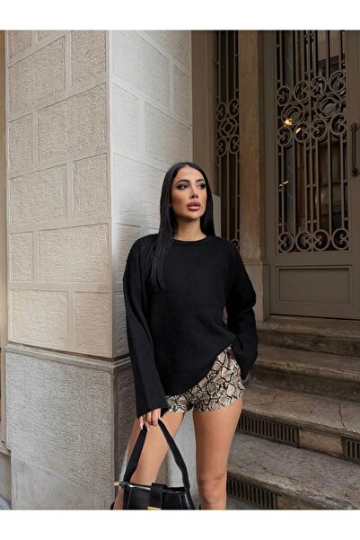 K-ODEA BUTİK Dámský oversize pletený svetr – měkký texturovaný rolák