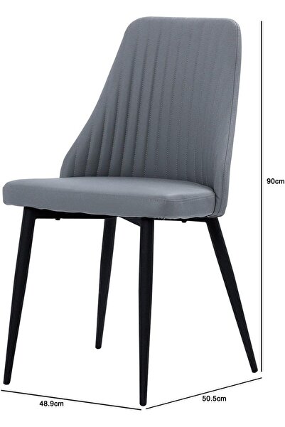 Vanity Living Modern Dining Chairs Set of 2 with Grey PU Cushion Seat Back