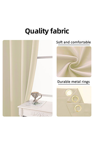 Generic Solid Blackout Curtains, 1 Panel Drapes Grommet Room Window Curtains (Beige 106W x 213H cm)