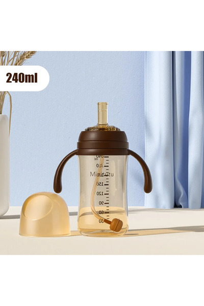 Choice White nipple 240ml baby bottle, sippy cup water bottle, gravity ball straw, food grade PP material,