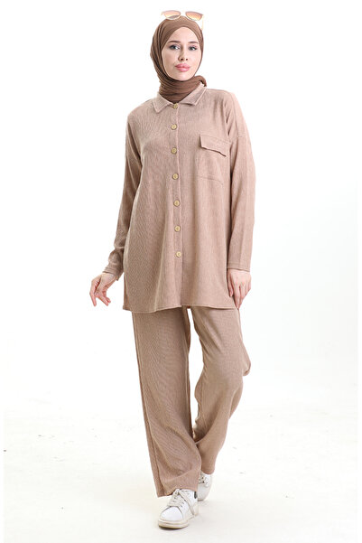 sefamerve Pocket Detailed Shirt Double Set 20050-01 Mink