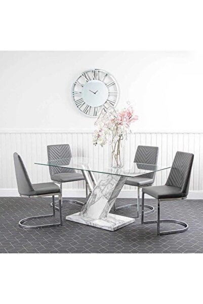 Vanity Living Faux Leather Armless Dining Chairs Set of 2 – Chrome Steel Frame – Upholstered Acc