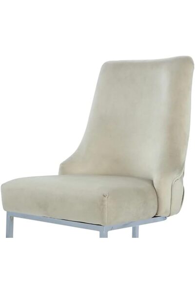 Vanity Living Set of 2 Taupe Velvet Dining Chair with Chrome Legs - Bianca
