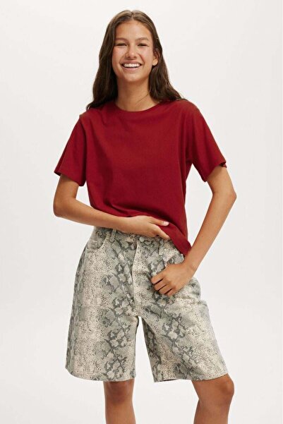 Seeh Roșu Claret basic cu mânecă scurtă pentru femei tricou SH280