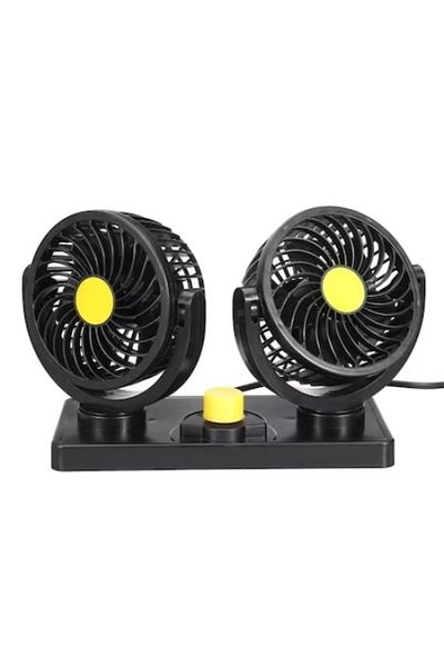 FOXMAG24 Double car fan, with 2 speeds, power 10W, 360° rotation, cable length 2 m, black