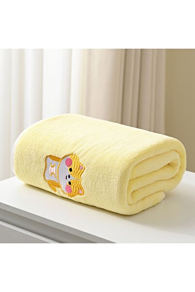 Choice Yellow Printed baby bath towel 43*41 inches absorbent non-linting lovely embroidery pattern texture
