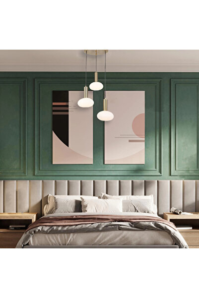 NZL Lighting Kabo 3'lü Antik Lak Avize Sarkıt Avize Camlı Avize Salon Avize