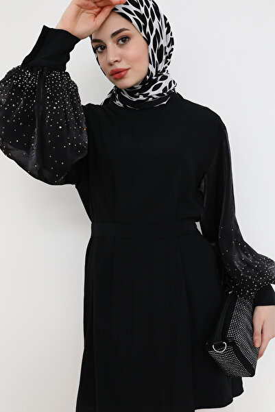 moda auram Kolları Taşlı Tunik