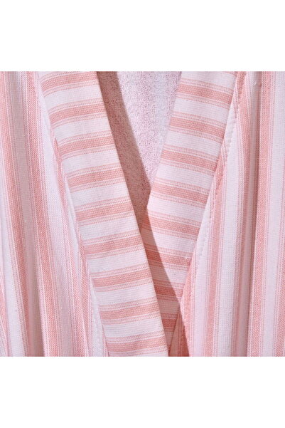Evidea Soft Kimono Striped Women's Bathrobe - White / Pink - L / XL