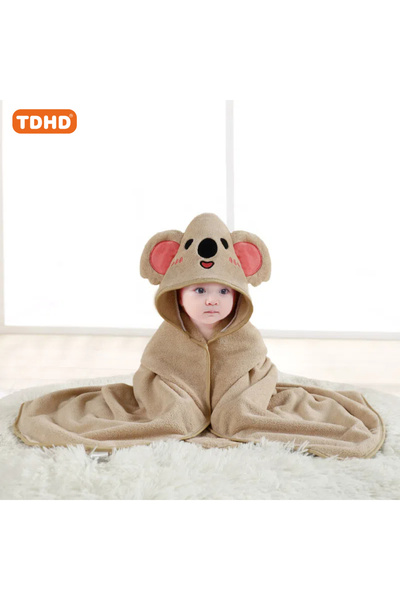 Choice Khaki TDHD Hot Selling New Animal Hooded Baby Bath Towel Soft Cap Warm And Fast Absorbent Coral Velv