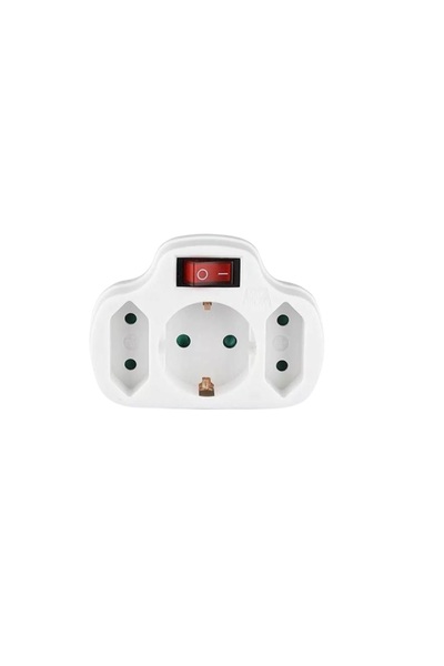 V-TAC Adaptor priză 3x Schuko cu întrerupător, 16A, 3500W