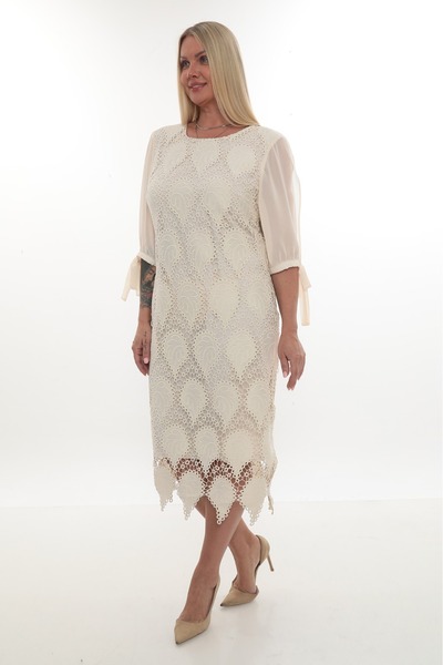 etselements ΦΟΡΕΜΑ Μανίκια Τούλι με κορδόνια με δαντέλα μοντέλο 7193