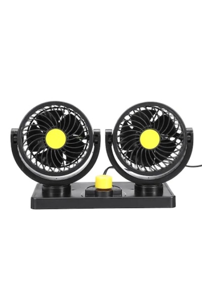 FOXMAG24 Double car fan, with 2 speeds, power 10W, 360° rotation, cable length 2 m, black