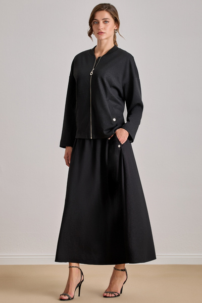 Guitar Maxi Siyah Simli Etek