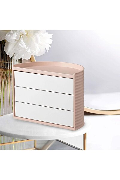 Vienev 360° Rotating Desktop Makeup Organizer,3 Storage Drawers,Countertop Container for Cosmetic Bathroom