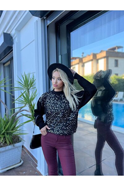 For Angels Towel Knitted Front Sequin Sweater