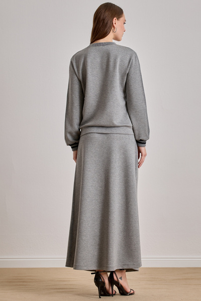 Guitar Yandan Cepli Gri Örme Etek