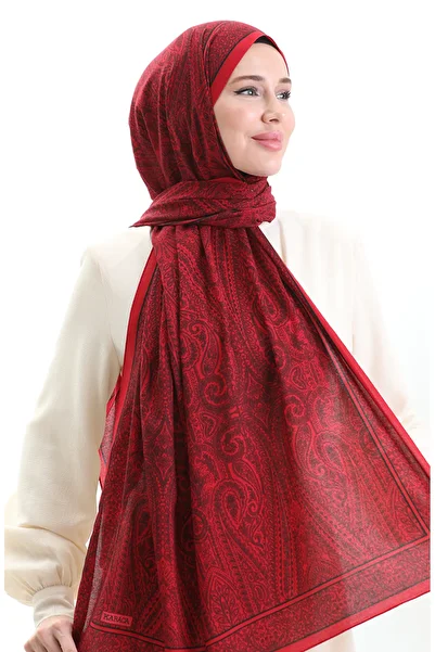 sefamerve Karaca Patterned Mio Crepe Shawl 82000-09 Red