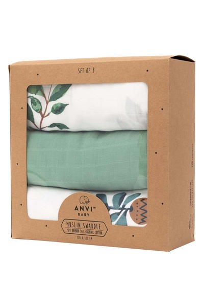 Anvi Baby Green Planet Bamboo Swaddle 120x120cm - Pack of 3