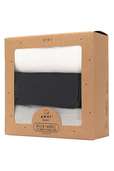 Anvi Baby Monochromatic Bamboo Swaddle 120x120cm - Pack of 3