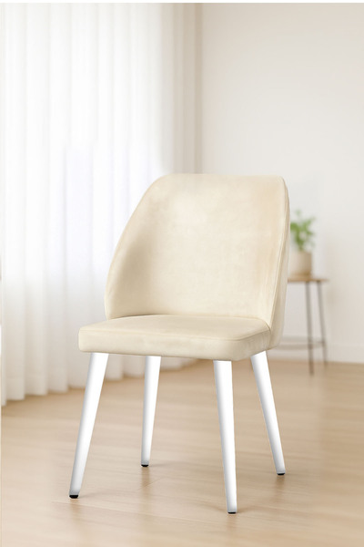 Renlife Mutfak/Salon Sandalyesi Baby Face Kumaş Metal Siyah Ayak 1 Adet ( kre...