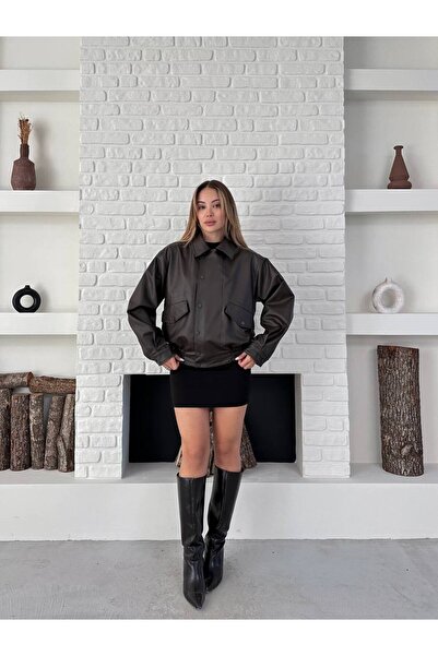 ZF BUTİK Damen-Lederjacke mit Taillengürtel