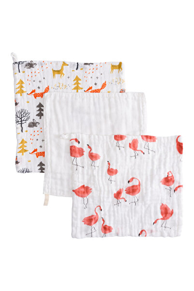 Anvi Baby منشفة/قطعة قماش عضوية للوجه والتجشؤ - فلامنغو وثعلب