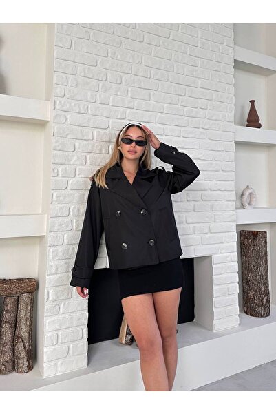 ZF BUTİK Kurzer Trenchcoat für Damen mit Knöpfen