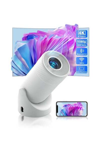 Aoc Mini Projector with WiFi and Bluetooth, Portable Projector Full HD 4K Support with 180° Rotatio