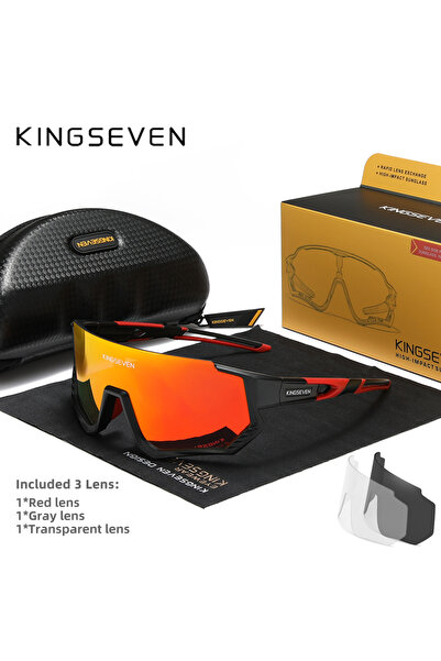 Choice نظارات شمسية C06 سوداء وحمراء من KINGSEVEN لركوب الدراجات للرجال والنس...