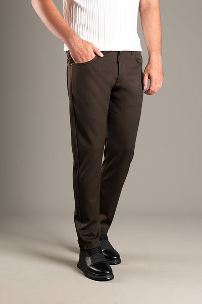 JR9 Men's Brown Stretch Linen Trousers