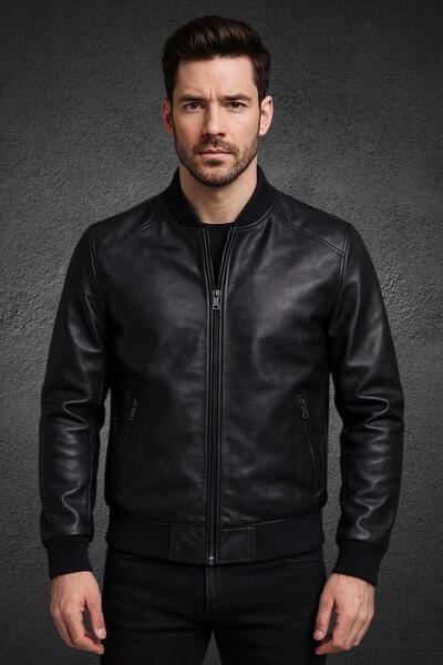 EVASİM Hakiki Deri Erkek Deri Mont & Ceket (Siyah)
