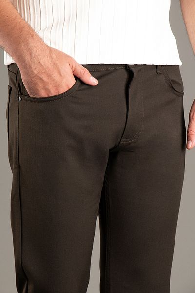 JR9 Men's Brown Stretch Linen Trousers