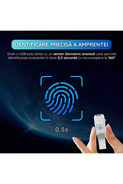 SpectrumPoint USB Stick 64GB, USB 3.0+Type-C, Encryption, Laptop and Phone Compatible, Plug&Play, Silver