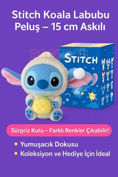 BGGTech Peluş Stitch Koala 15 cm Askılı Oyuncak, Sürpriz Paket Labubu Esintil...