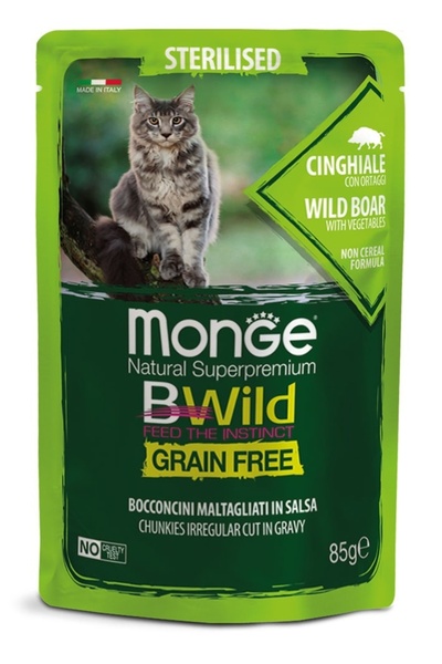 Monge BWild Sterilised Cat - Super-premium wet food - Wild Boar - 85g