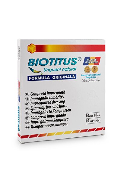 Tilia Medical Compresă impregnată 10 cm x 10 cm, Biotitus, 10 bucăți