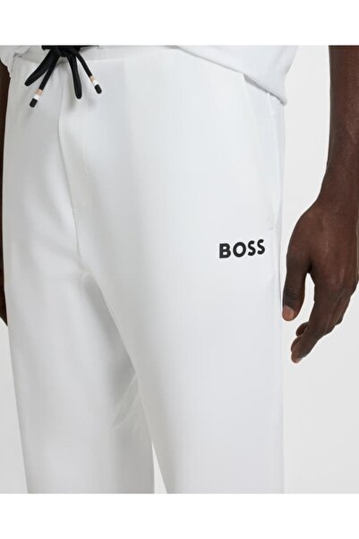 BOSS Erkek Normal Kalıp Paçası Fermuarlı Çabuk Kuruyan Beyaz Pantolon 50542940-100