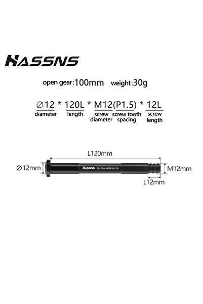 Choice 12-120-12L HASSNS MTB Thru Axle 15x100 15x110 12x142 12x100 12x148 Roa...