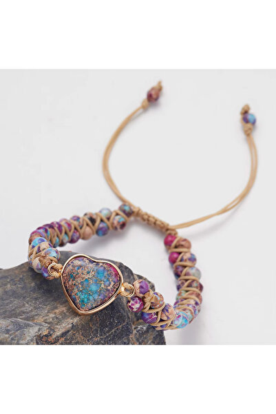 Belora Bratara Energetica Handmade Double Heart Chakra, Piatra Naturala, Reglabila, Diora, Multicolor