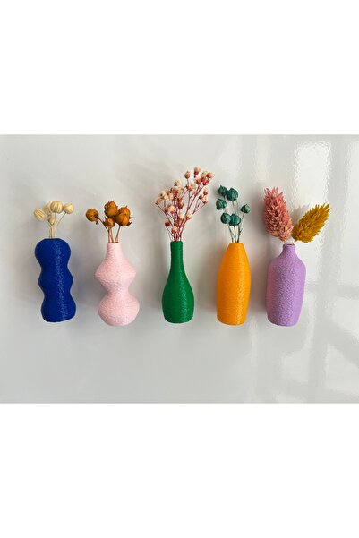 SERÜVENTR Miniflora - 5'li Magnetli Mini Vazo - Mix v2 - Buzdolabı Süsü