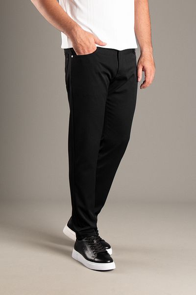 ZEKİ ÖZER PANTALONI DE BĂRBAȚI NEGRI DE IN FLEXIBIL