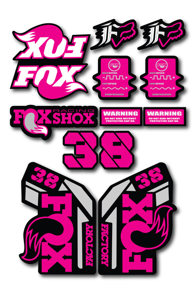 ca kay bu Fox 38 Bisiklet Maşa Sticker Seti – 15 Parça | Fox Racing Shox Etik...