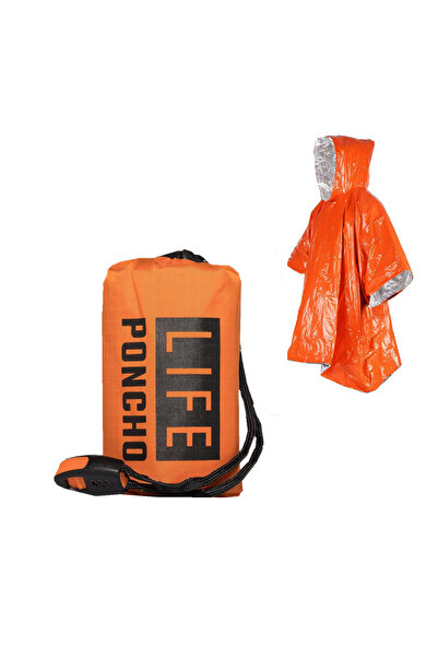 Choice Orange LIFE poncho Emergency Survival Rain Poncho Thermal Survival Space Blanket Raincoat Heat Refle