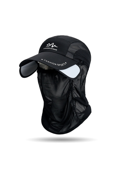 Choice قبعة صيد شمسية محمولة 360 درجة باللون الأسود، حماية من الشمس أثناء ركو...