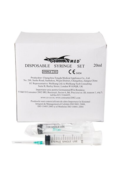 Germanmed 20ml Syringe, Sterile, Disposable, Germanmed, 3-Part with Needle