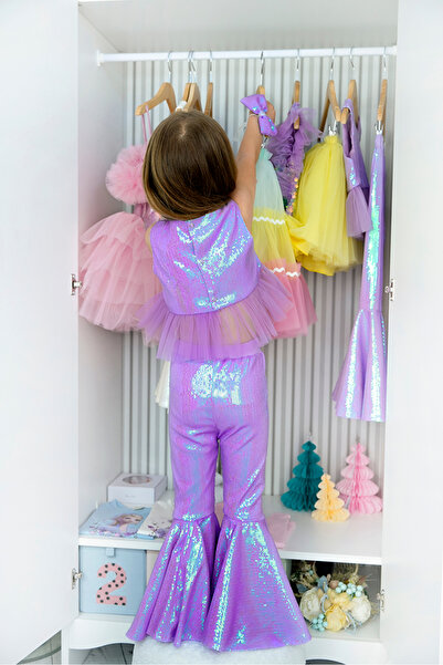 DUCA KIDS Işıltılı İspanyol Deniz Kızı Takımı-Lila