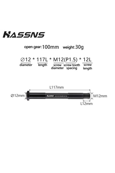 Choice 12-117-12L HASSNS MTB Thru Axle 15x100 15x110 12x142 12x100 12x148 Roa...
